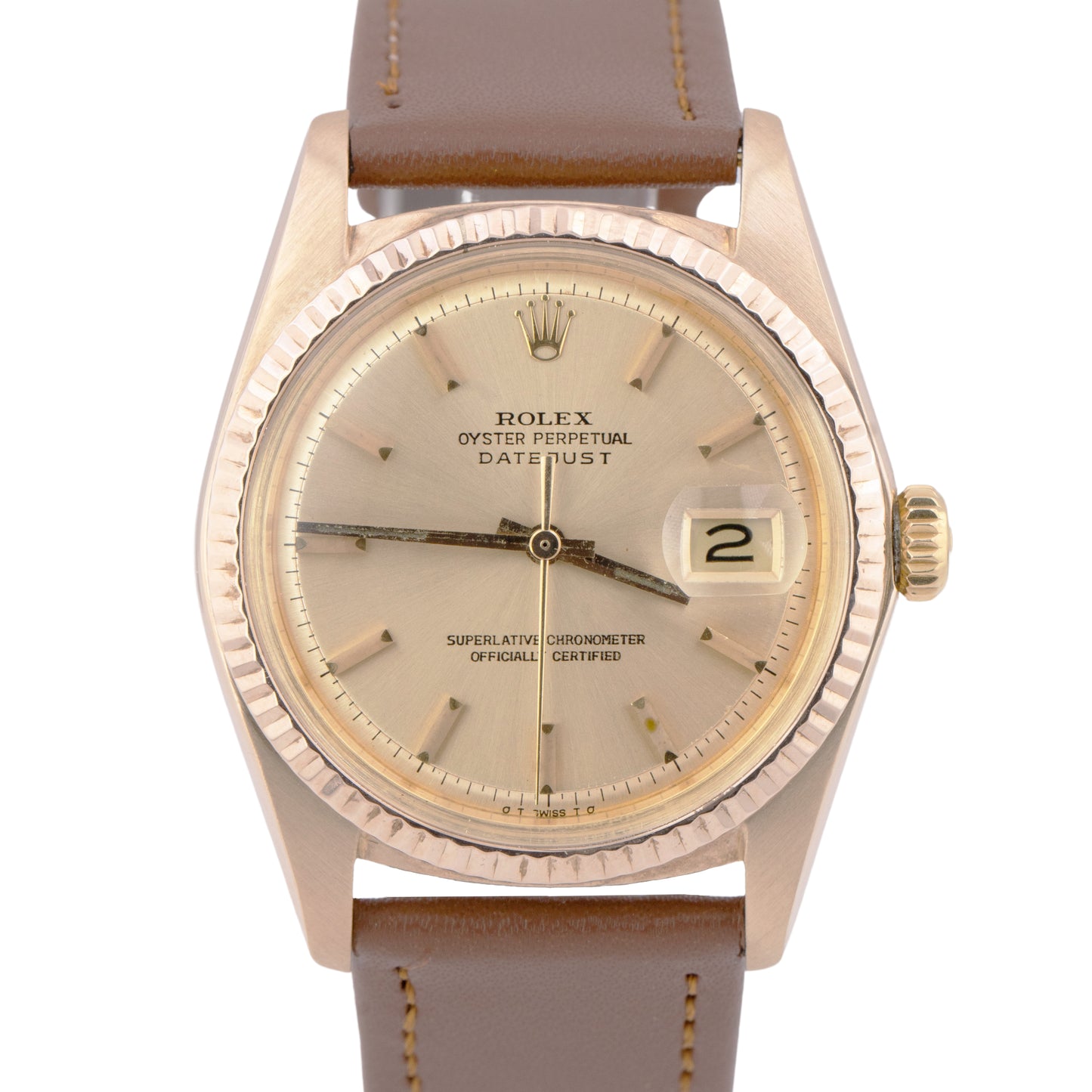 VINTAGE 1978 Rolex DateJust 36mm 18K Yellow Gold Champagne SIGMA Dial Watch 1601