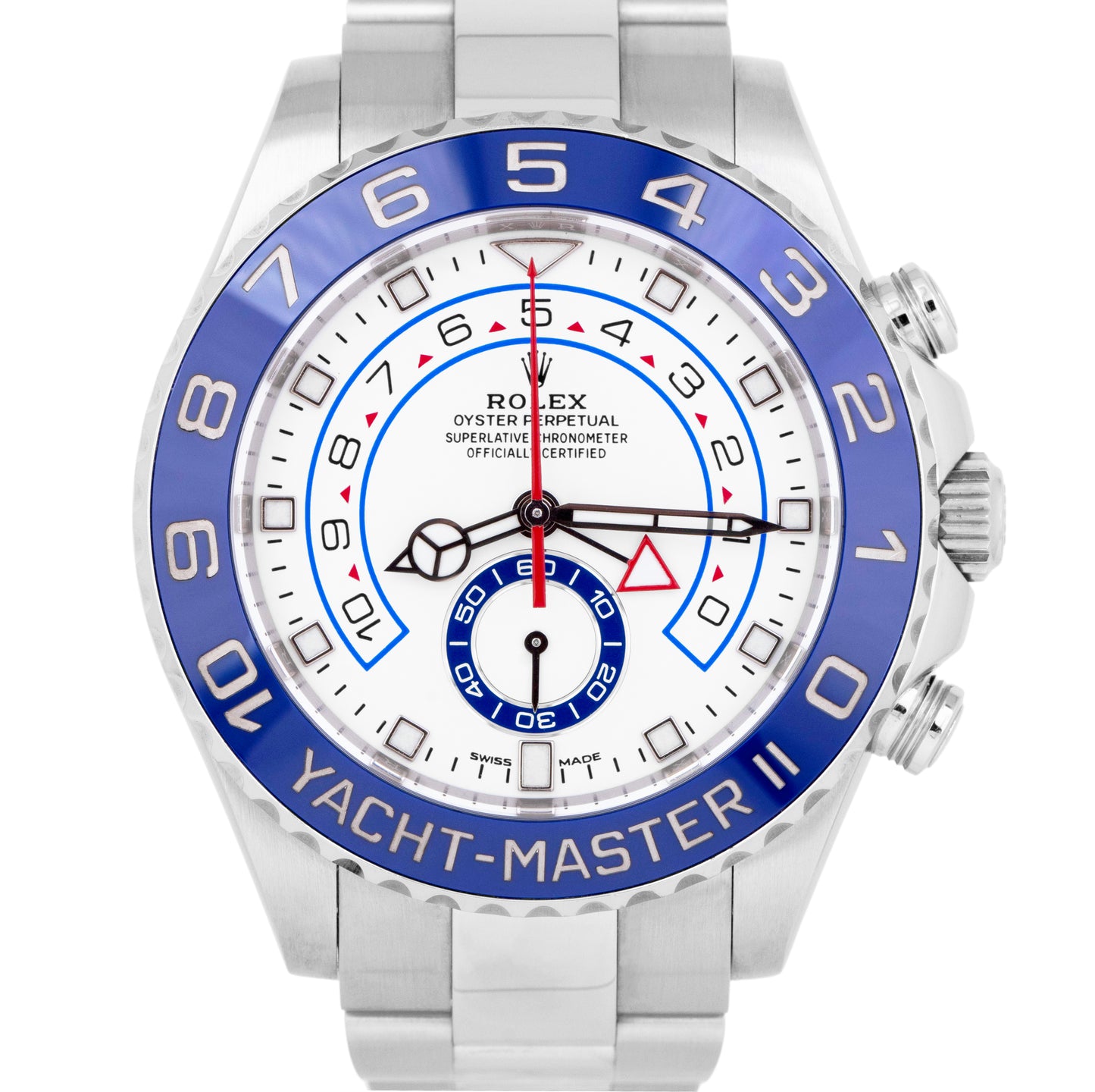 Rolex Yacht-Master II PAPERS 44mm NEW HANDS Stainless White 116680 Watch B+P