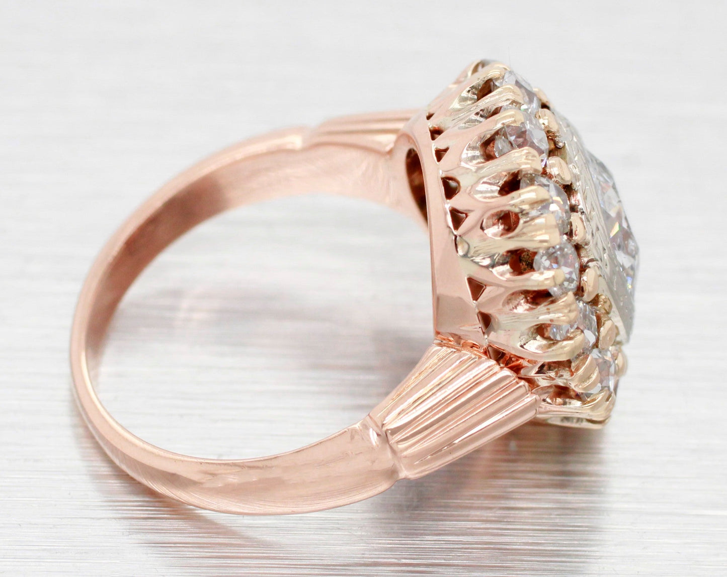 Antique Art Deco 2.20ctw Old European Cut Diamond Engagement Ring 14k Rose Gold