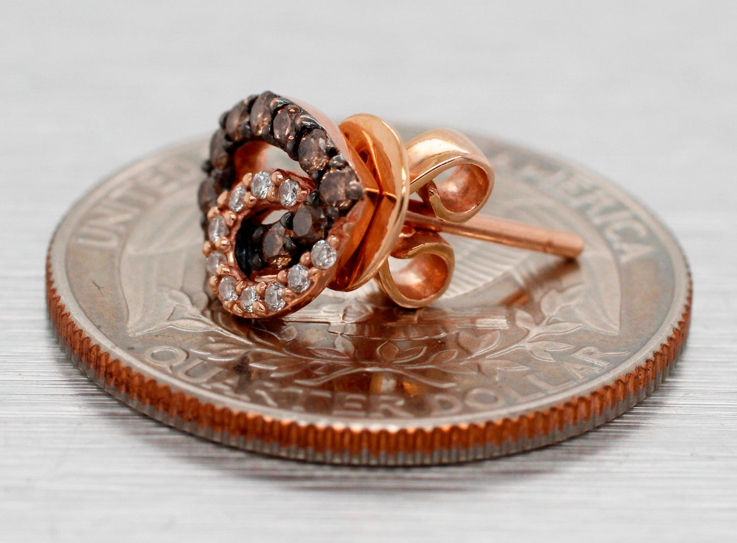 Le Vian Chocolatier Brown & White Diamond Heart Stud Earrings - 14k Rose Gold