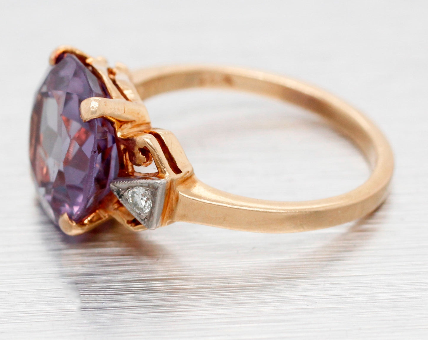 GIA Color-Changing Sapphire Engagement Ring 14k Yellow Gold | Lab-Created Stone