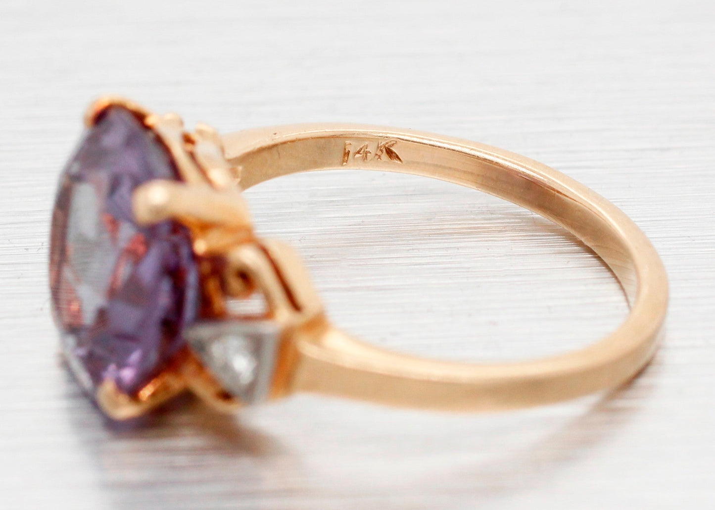 GIA Color-Changing Sapphire Engagement Ring 14k Yellow Gold | Lab-Created Stone