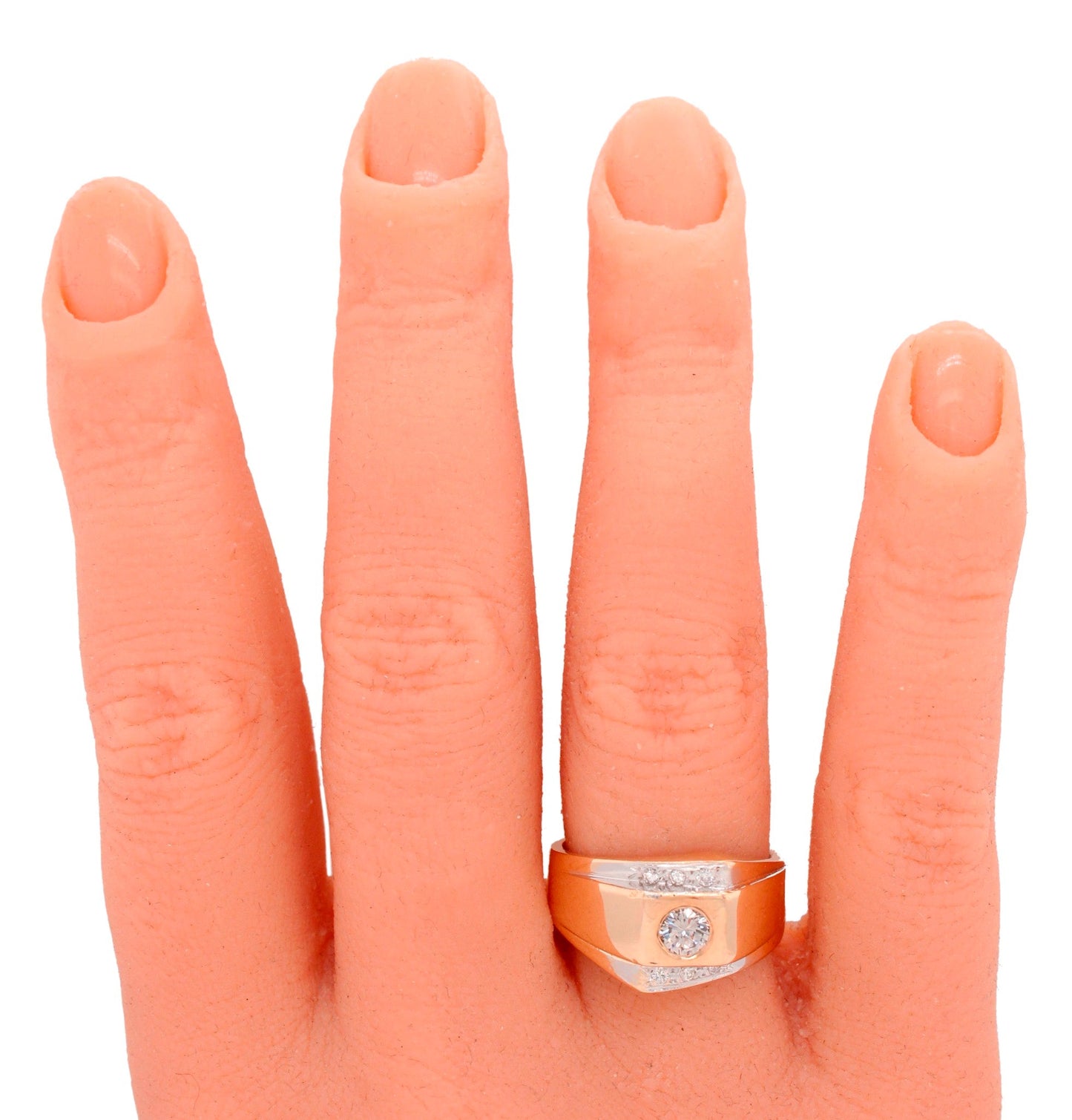 Vintage 0.36ctw Diamond Men's Signet Ring - 14k Yellow Gold - Size 7.75