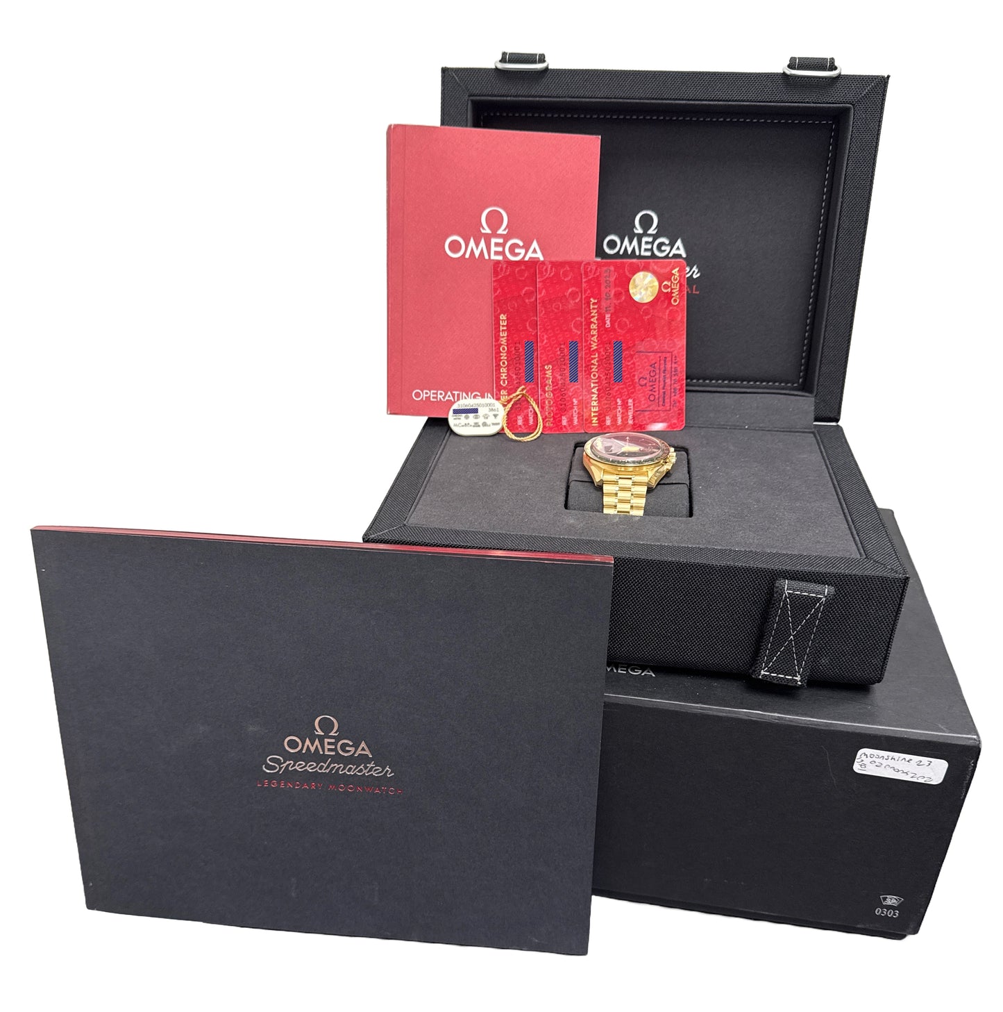 MINT 2023 PAPERS Omega Speedmaster GREEN Moonshine 18K 310.60.42.50.10.001 BOX