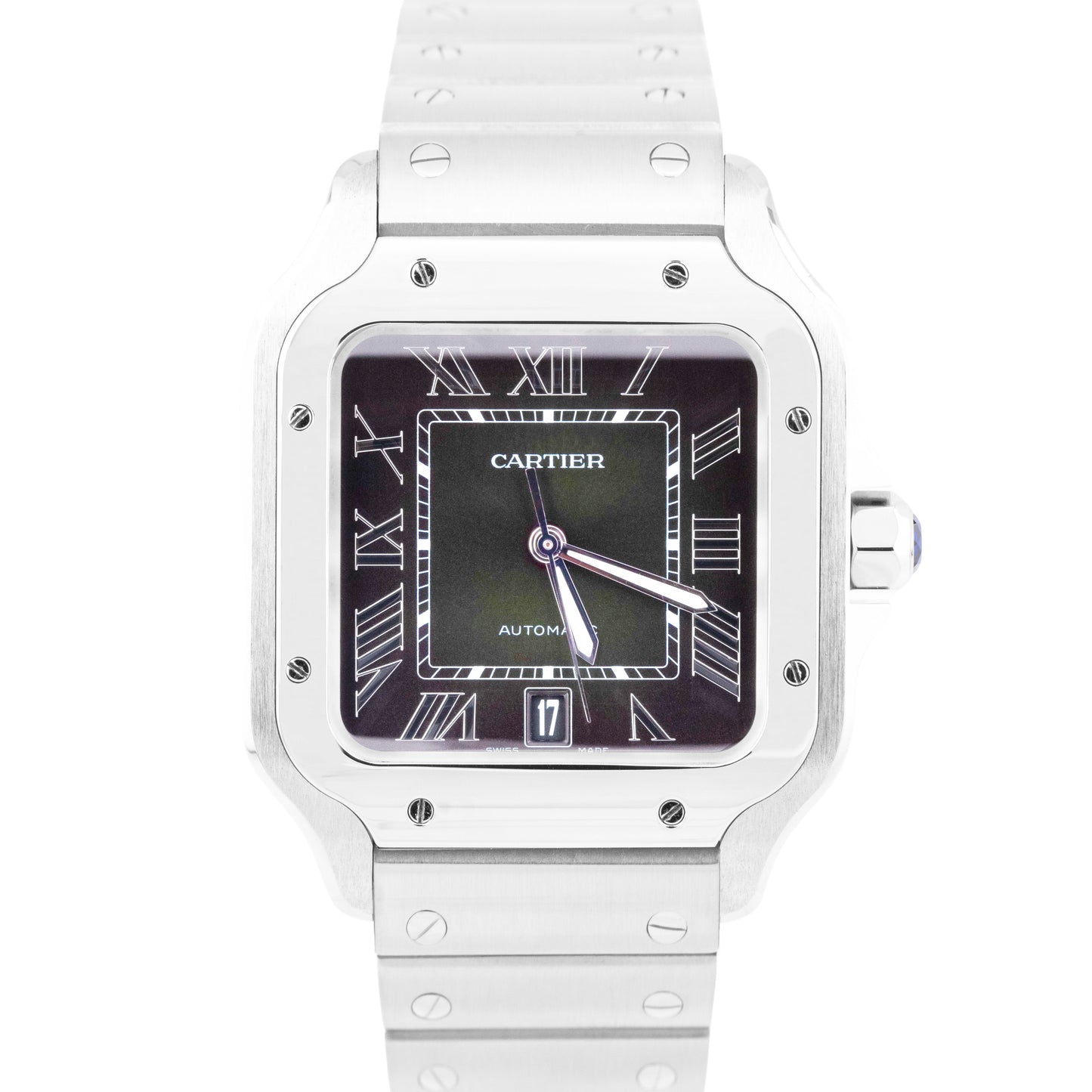 MINT 2024 PAPERS Cartier Santos-Dumont GREEN 4072 WSSA0062 39.8mm Date Watch BOX