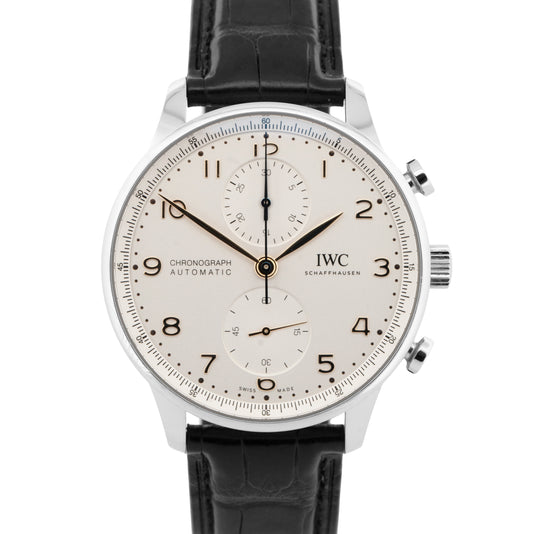 2024 PAPERS IWC Portugieser Chronograph Silver 41mm IW371604 Steel Watch BOX