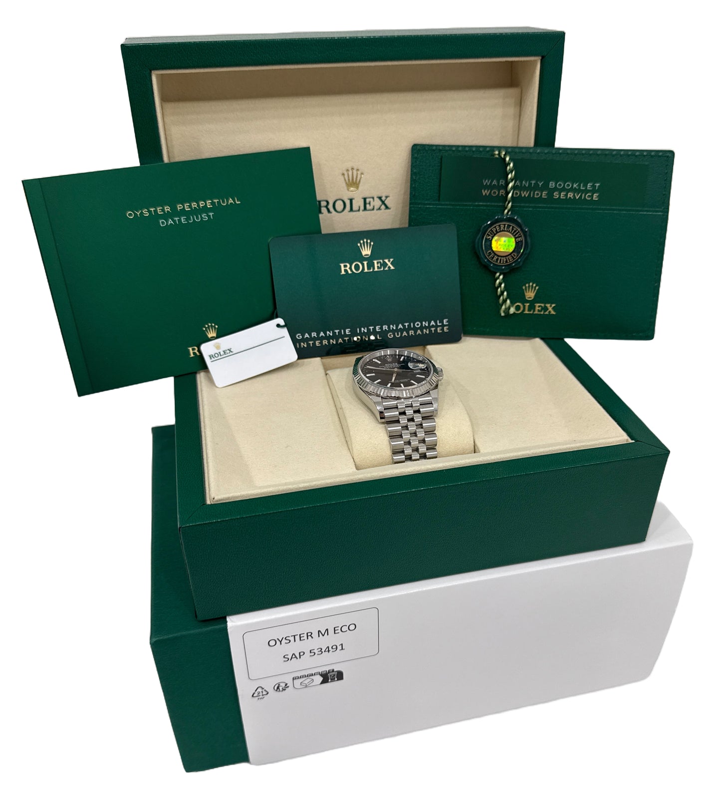 NEW MAY 2025 Rolex DateJust BLUE 36mm Fluted 18K Gold JUBILEE Steel 126234 BOX
