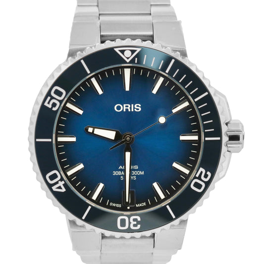 STICKERED Oris Aquis Date Calibre 400 Steel BLUE 41.5mm Automatic Watch 7769 BOX