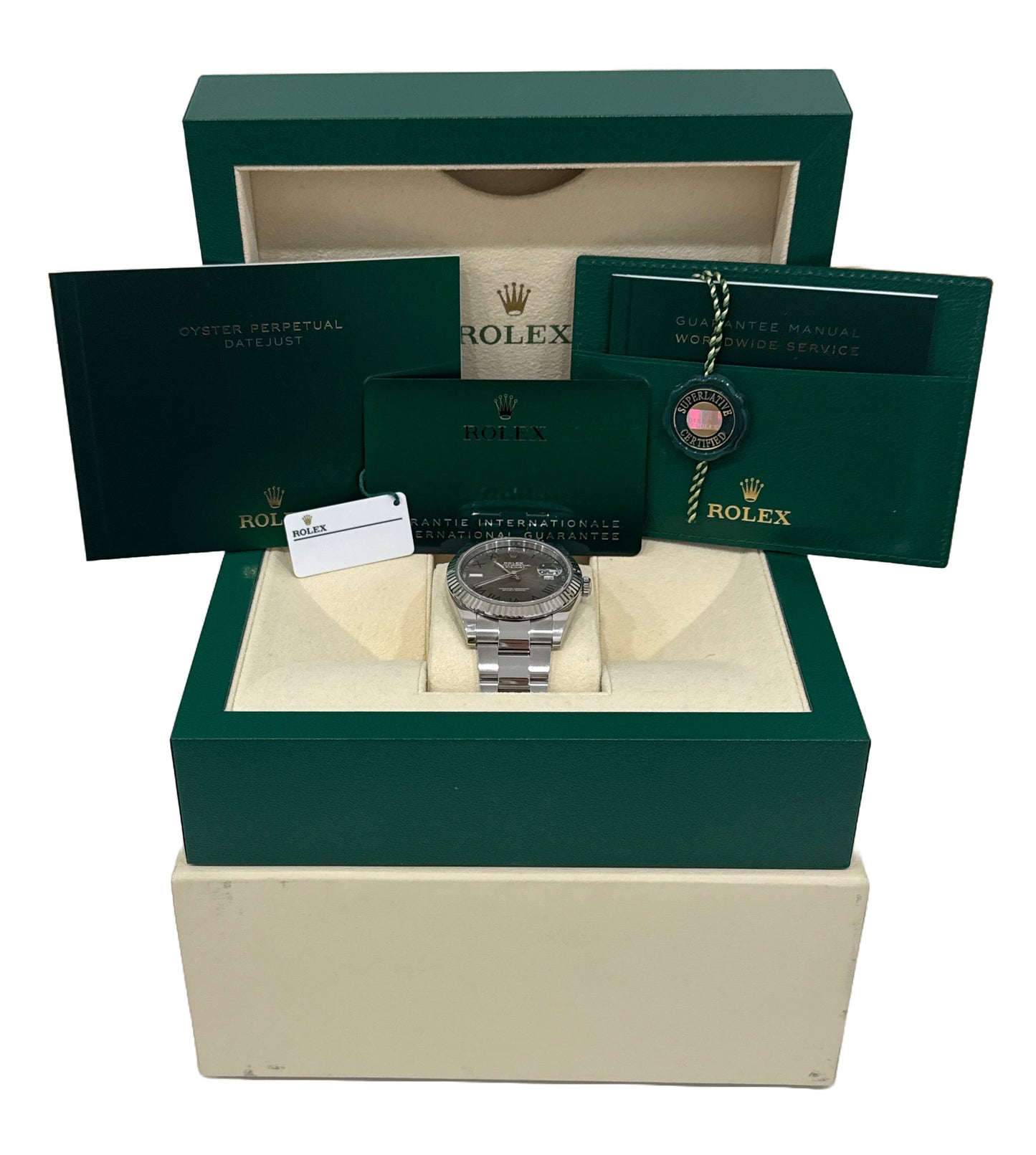 MINT 2022 PAPERS Rolex DateJust 41mm WIMBLEDON 18K Gold OYSTER 126334 Watch BOX