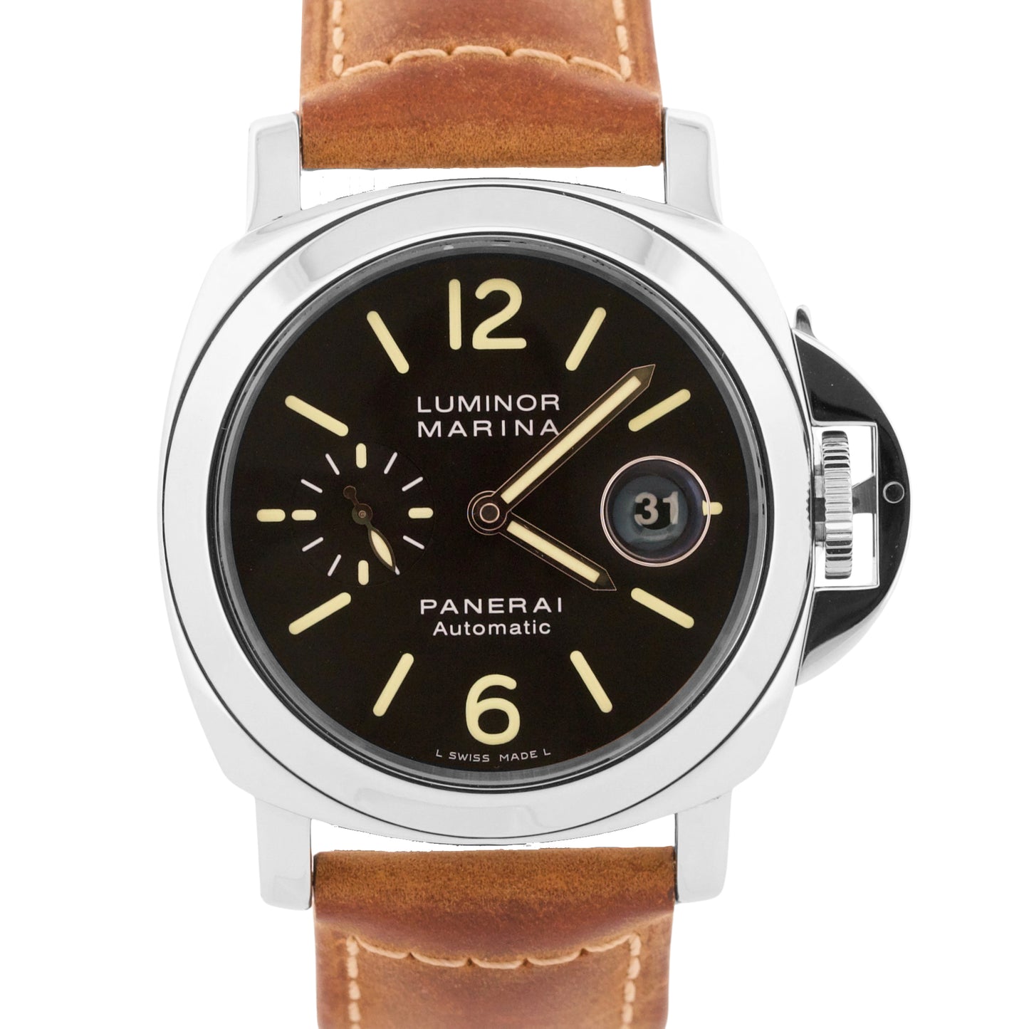 MINT Panerai Luminor Marina PAM 104 BLACK Stainless Steel Leather 44mm PAM00104