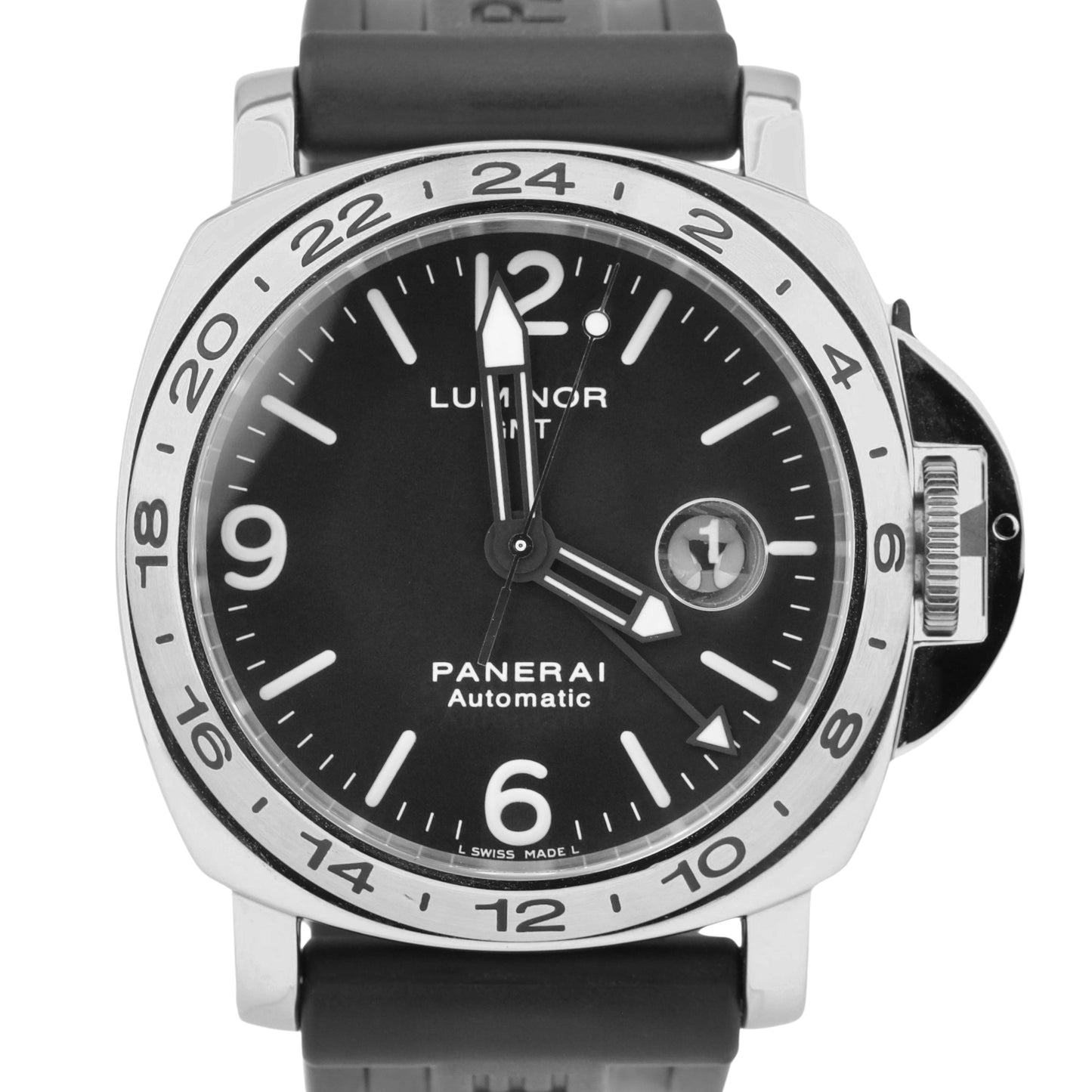 Panerai Luminor GMT PAM 23 Automatic Stainless Steel 44mm Rubber Watch PAM00023