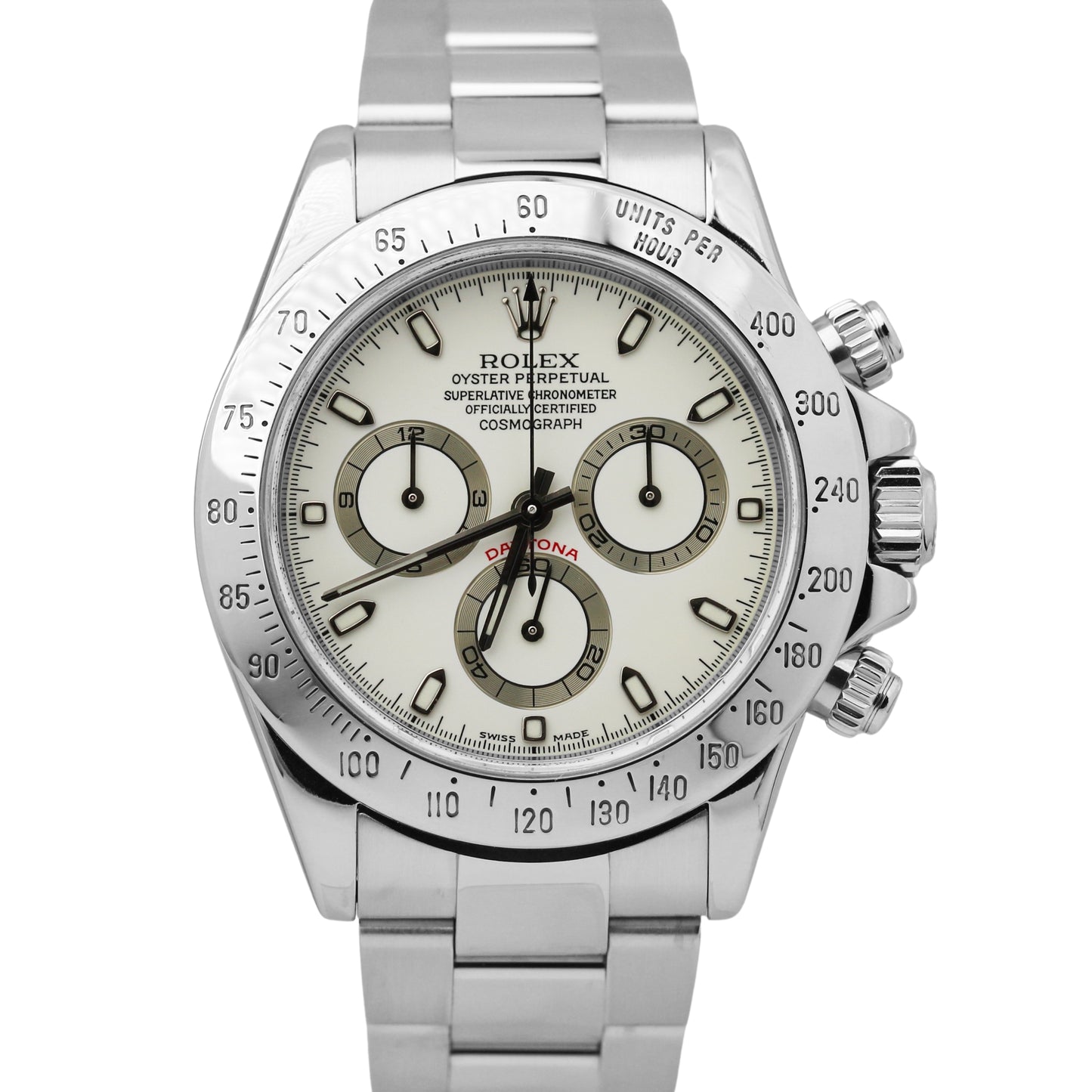 Rolex Daytona WHITE Cream PANNA Stainless F SERIAL THIN HANDS Watch 40mm 116520