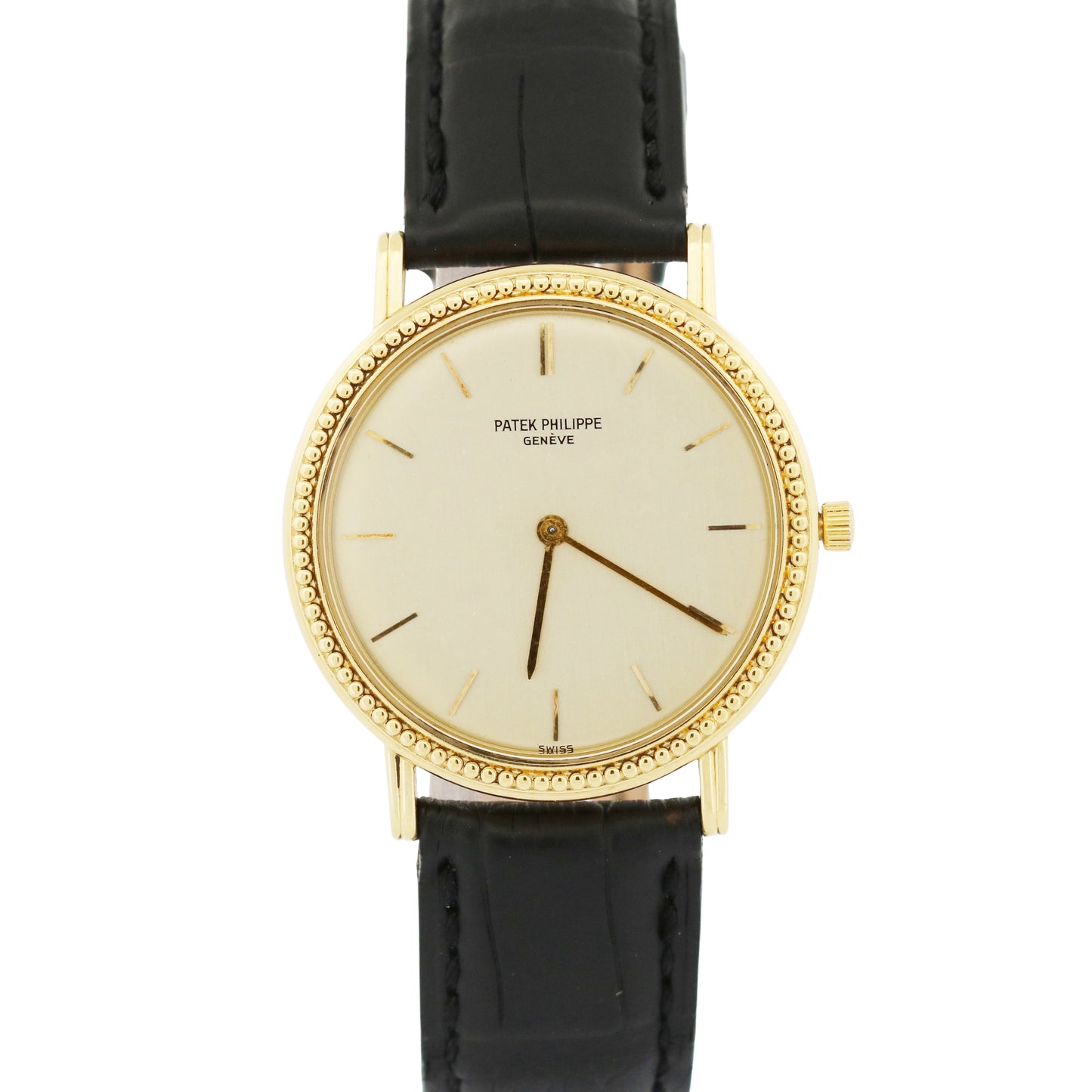 VINTAGE Patek Philippe Calatrava 18K Yellow Gold Leather 33mm Manual Watch