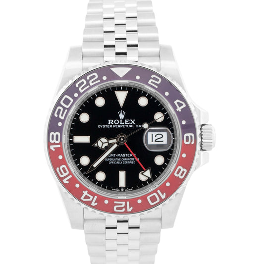 PAPERS Rolex GMT-Master II 40mm PEPSI Red JUBILEE Stainless 126710 BLRO BOX