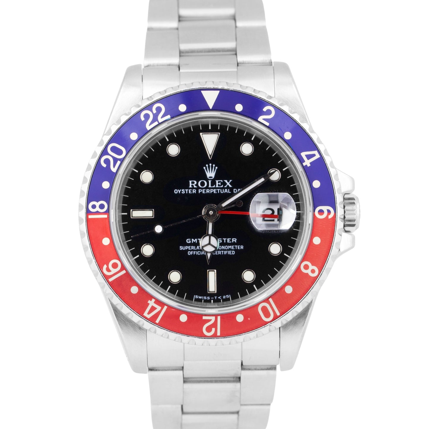 PAPERS Rolex GMT-Master 40mm Blue Red PEPSI Stainless Steel Date Watch 16700 B+P