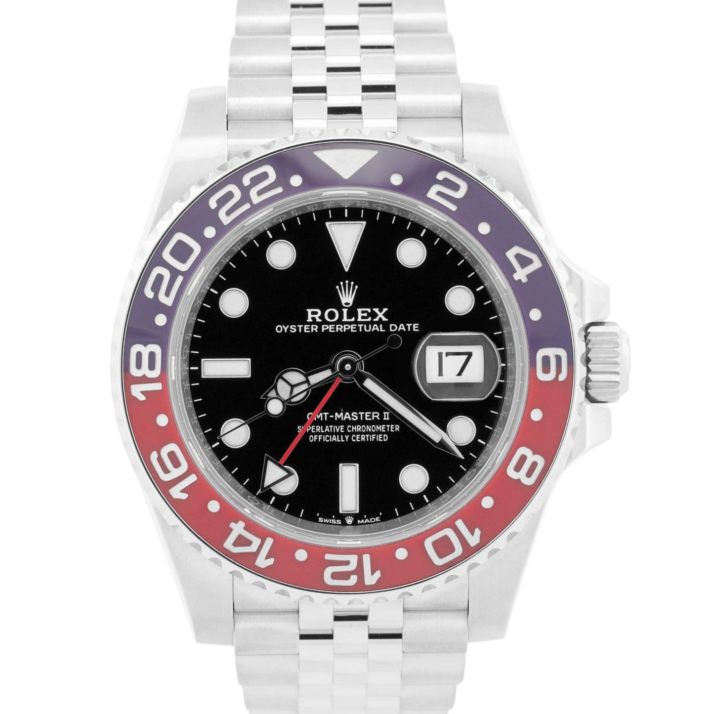 PAPERS Rolex GMT-Master II 40mm PEPSI Red Blue JUBILEE Steel 126710 BLRO BOX