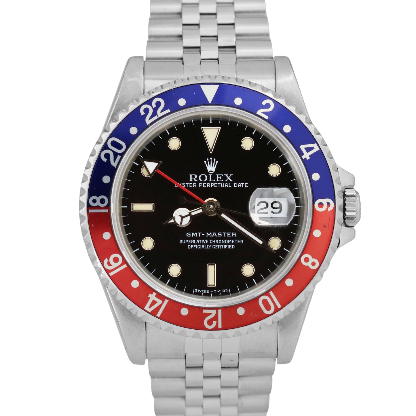 Rolex GMT-Master PEPSI Blue Red Stainless Steel Black 40mm 16700 JUBILEE Watch