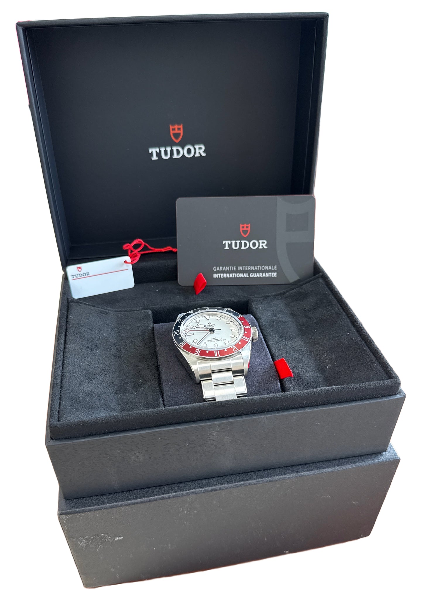 2024 PAPERS Tudor Black Bay 41 GMT 41mm White PEPSI Red Blue Steel 79830 RB BOX