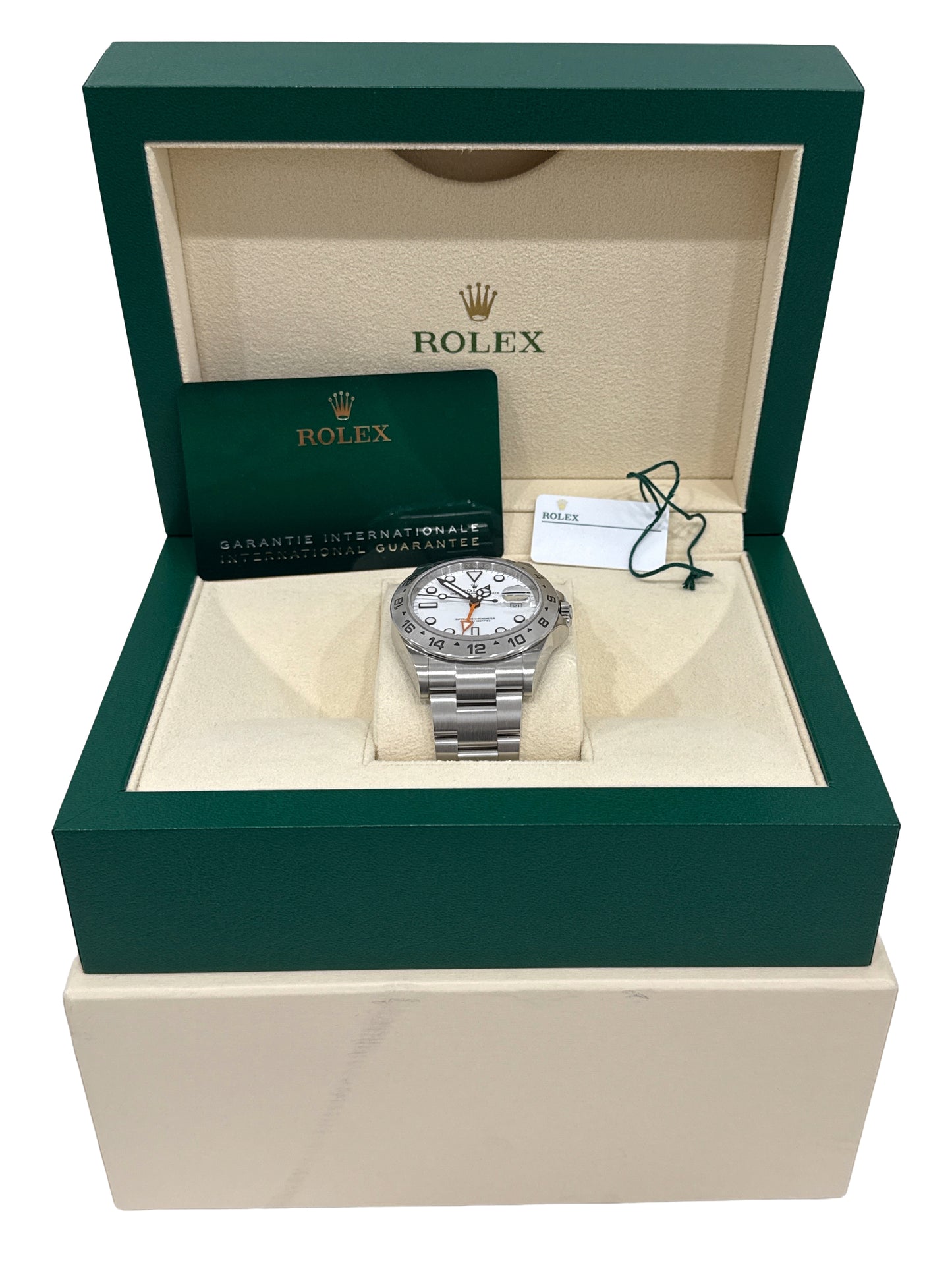 2024 PAPERS Rolex Explorer II 42mm WHITE Orange GMT Stainless 226570 Watch BOX