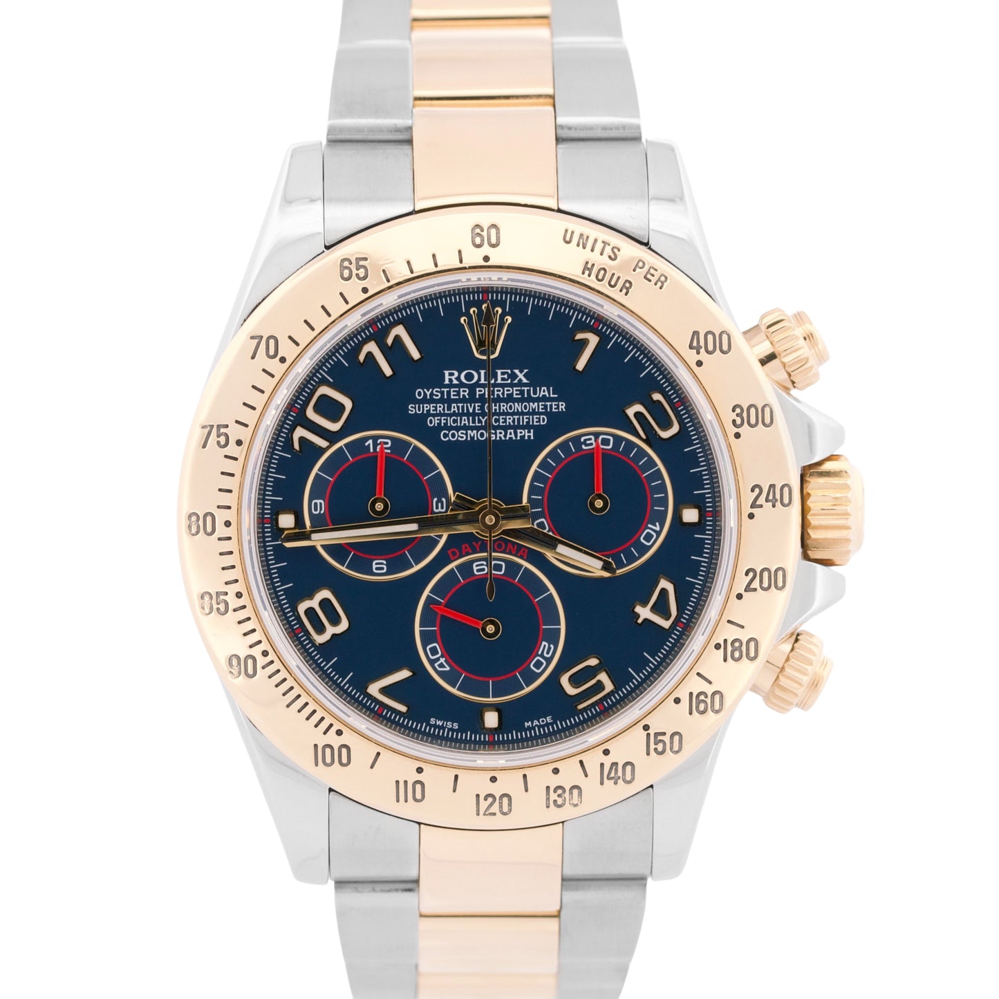 Rolex Daytona Cosmograph BLUE RACING 18K Yellow Gold Two-Tone Steel Watch 116523