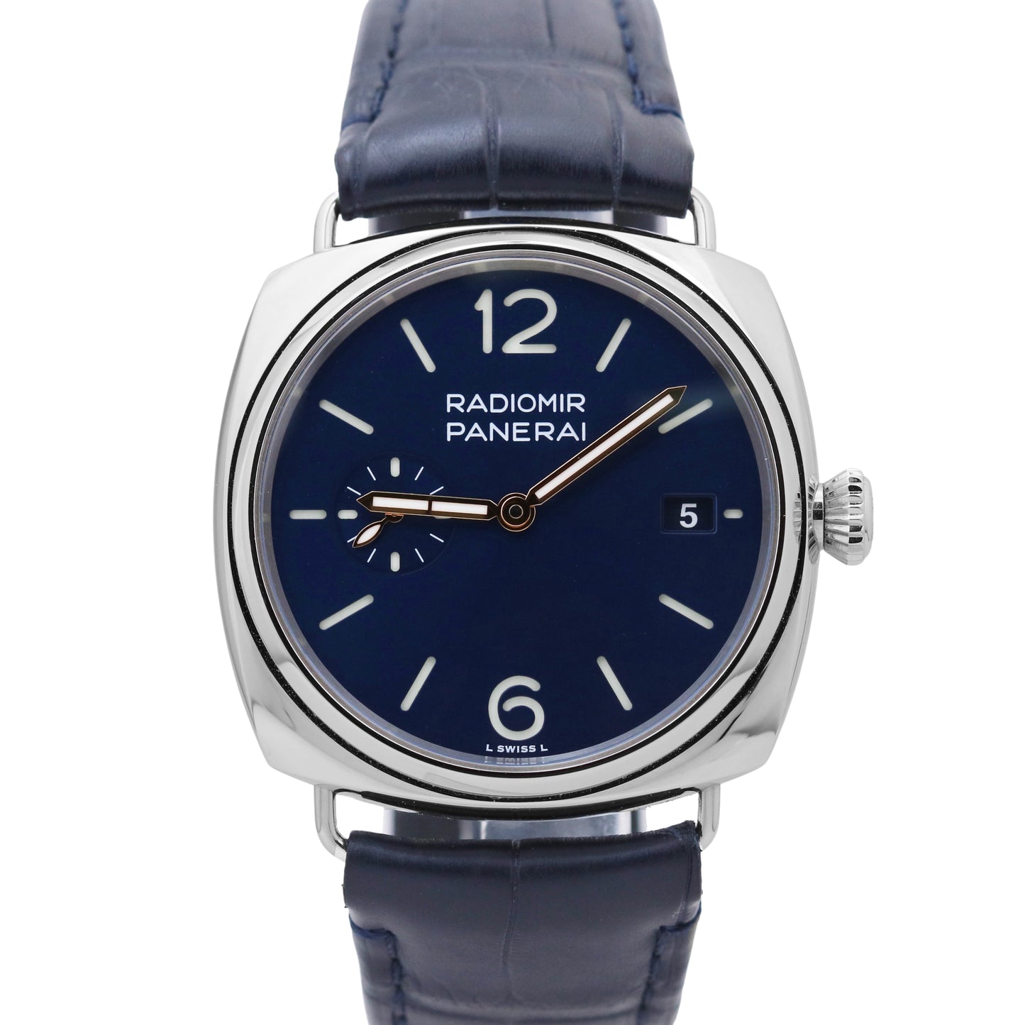 2023 PAPERS Panerai Radiomir Quaranta 40mm Blue Leather Steel PAM01293 B+P