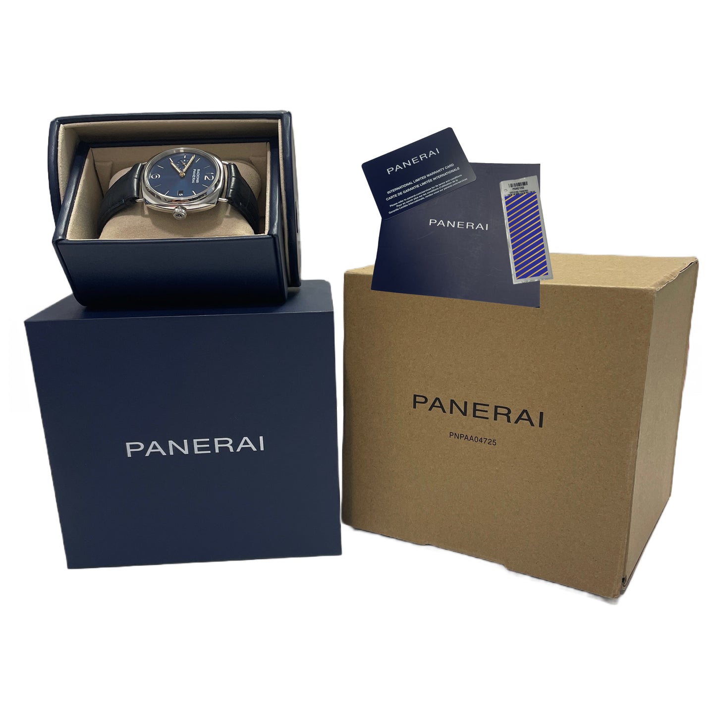 2023 PAPERS Panerai Radiomir Quaranta 40mm Blue Leather Steel PAM01293 B+P