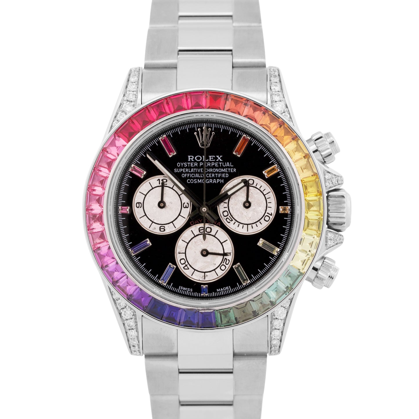 Rolex Daytona Cosmograph Black RAINBOW SAPPHIRE Chronograph Steel 40mm 116520