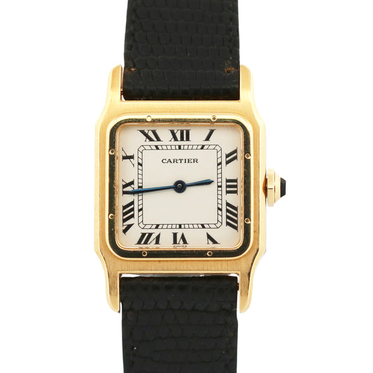PAPERS Cartier Santos Dumont 78097 18K Yellow Gold 24.5mm Manual Leather BOX