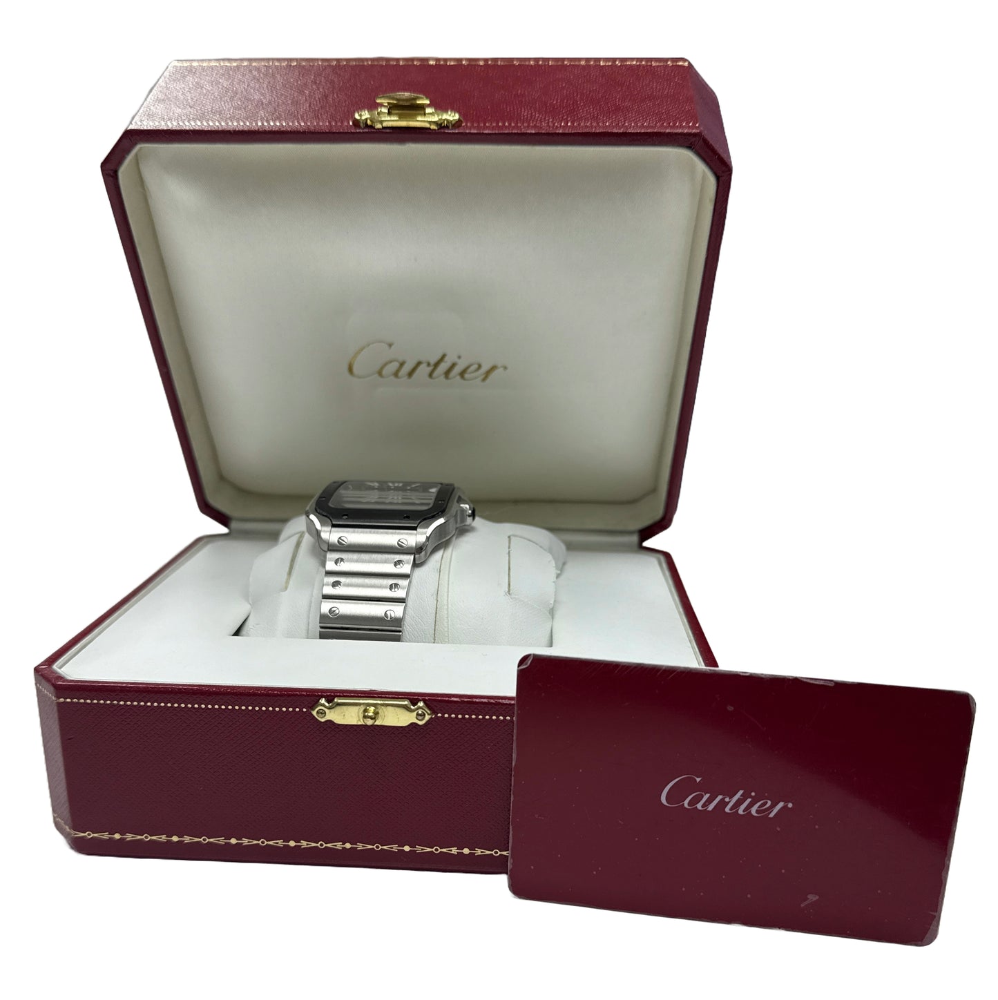PAPERS Cartier Santos Large 39.8mm BLACK ADLC Gray Steel 4072 WSSA0037 Watch BOX