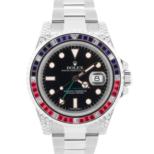 Rolex GMT-Master II DIAMOND SAPPHIRE Stainless Steel Blue Pink Green 40mm 116710