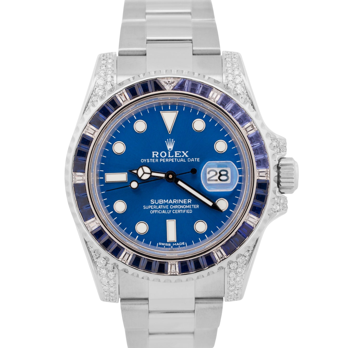 Rolex Submariner Date BLUE DIAMOND SAPPHIRE Stainless Steel 40mm 116610 Watch