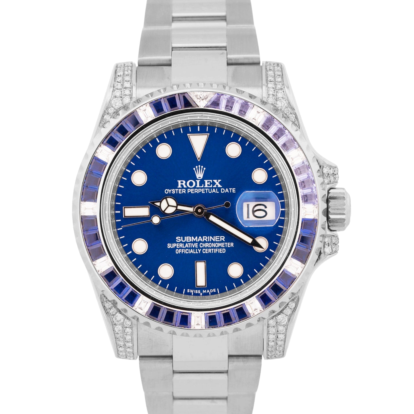 Rolex Submariner Date BLUE DIAMOND SAPPHIRE Stainless Steel 40mm 116610 Watch