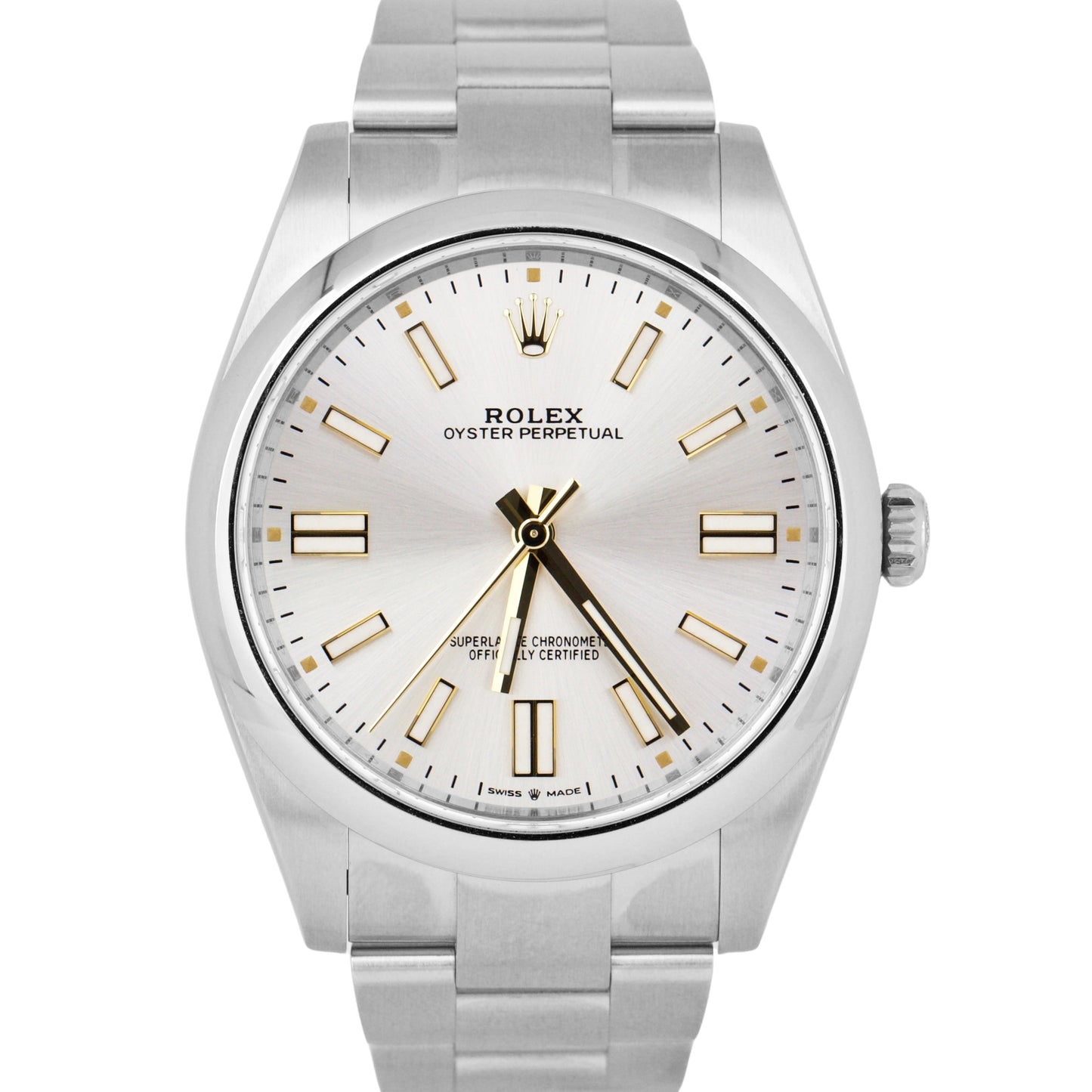 MINT 2023 PAPERS Rolex Oyster Perpetual SILVER Stainless Steel 41mm 124300 BOX