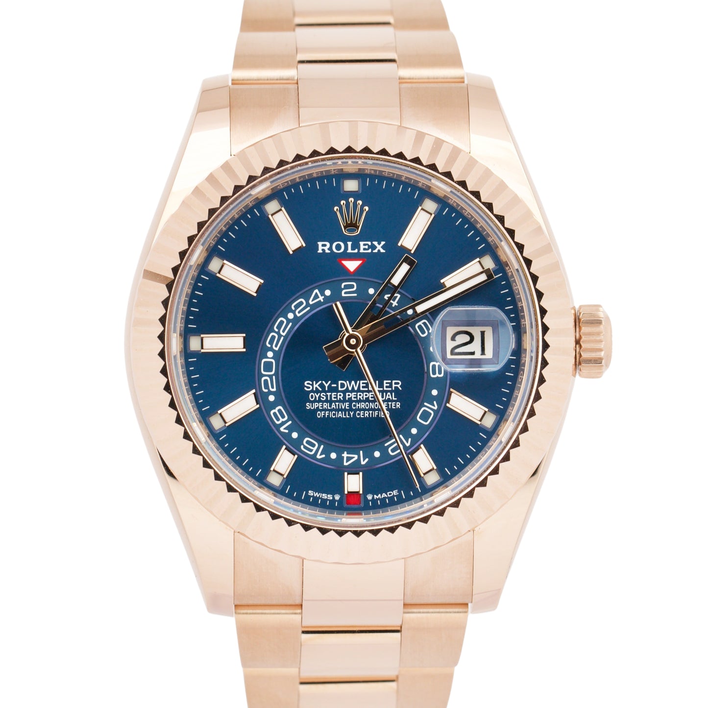 NEW JUNE 2023 PAPERS Rolex Sky-Dweller 18K ROSE GOLD Blue 42mm Watch 336935 B+P