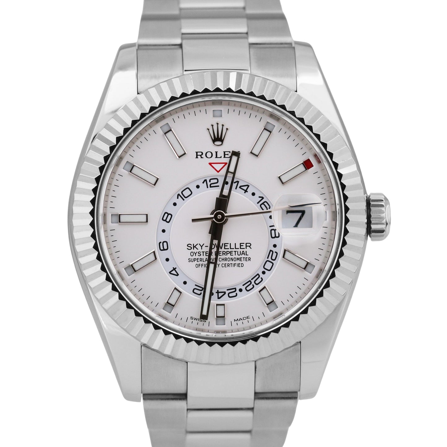 MINT PAPERS Rolex Sky-Dweller WHITE Stainless 18K Gold 42mm 326934 Oyster BOX