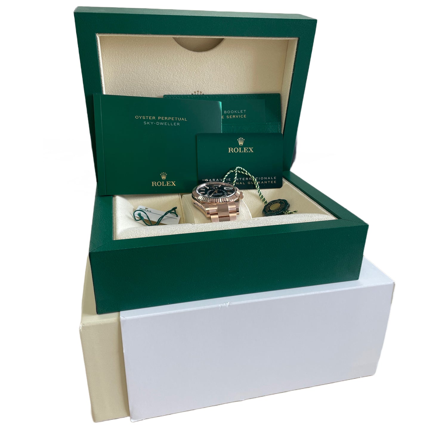 NEW JUNE 2023 PAPERS Rolex Sky-Dweller 18K ROSE GOLD Blue 42mm Watch 336935 B+P