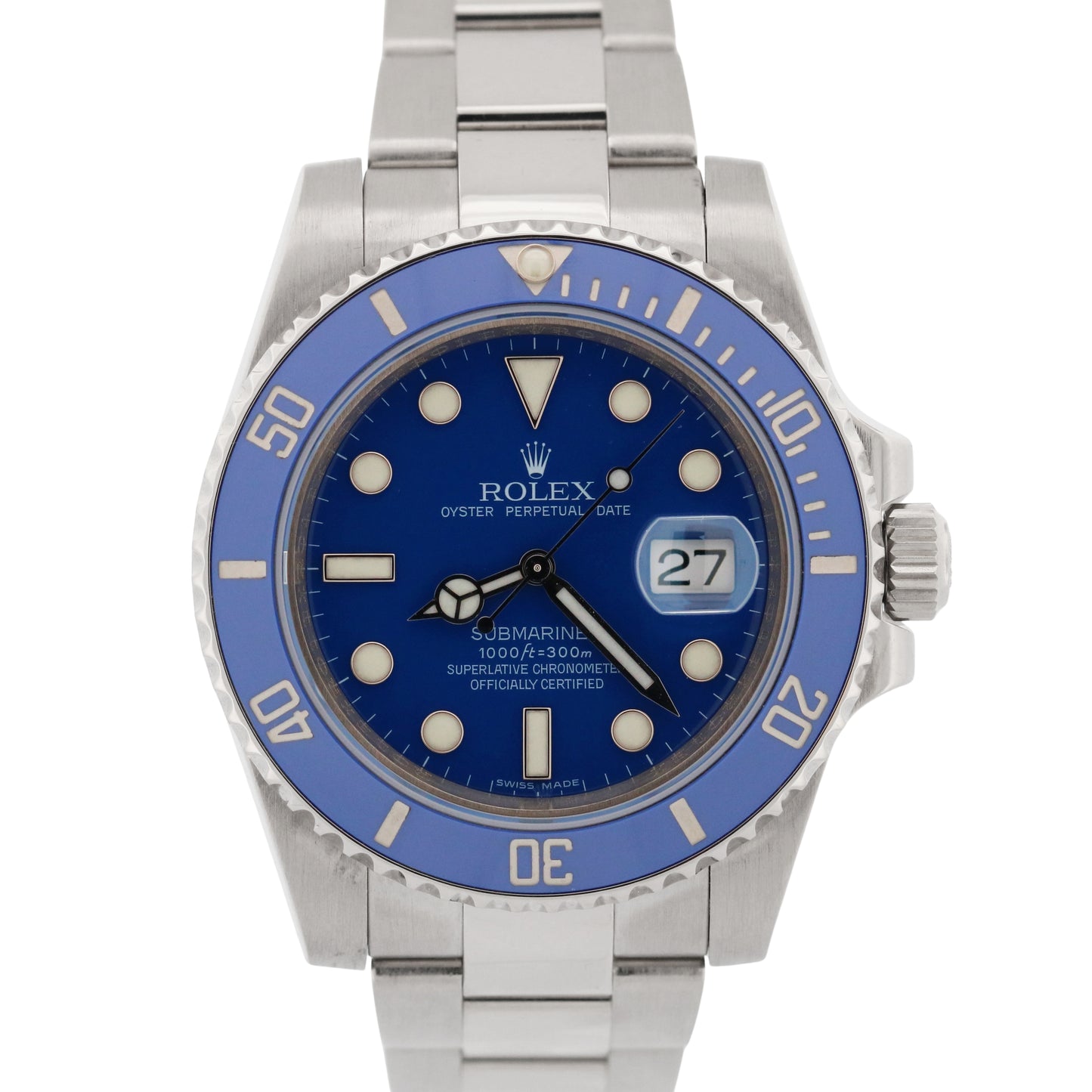 2022 RSC Rolex Submariner 40mm BLUE 18K White Gold SMURF Ceramic 116619 LB BOX