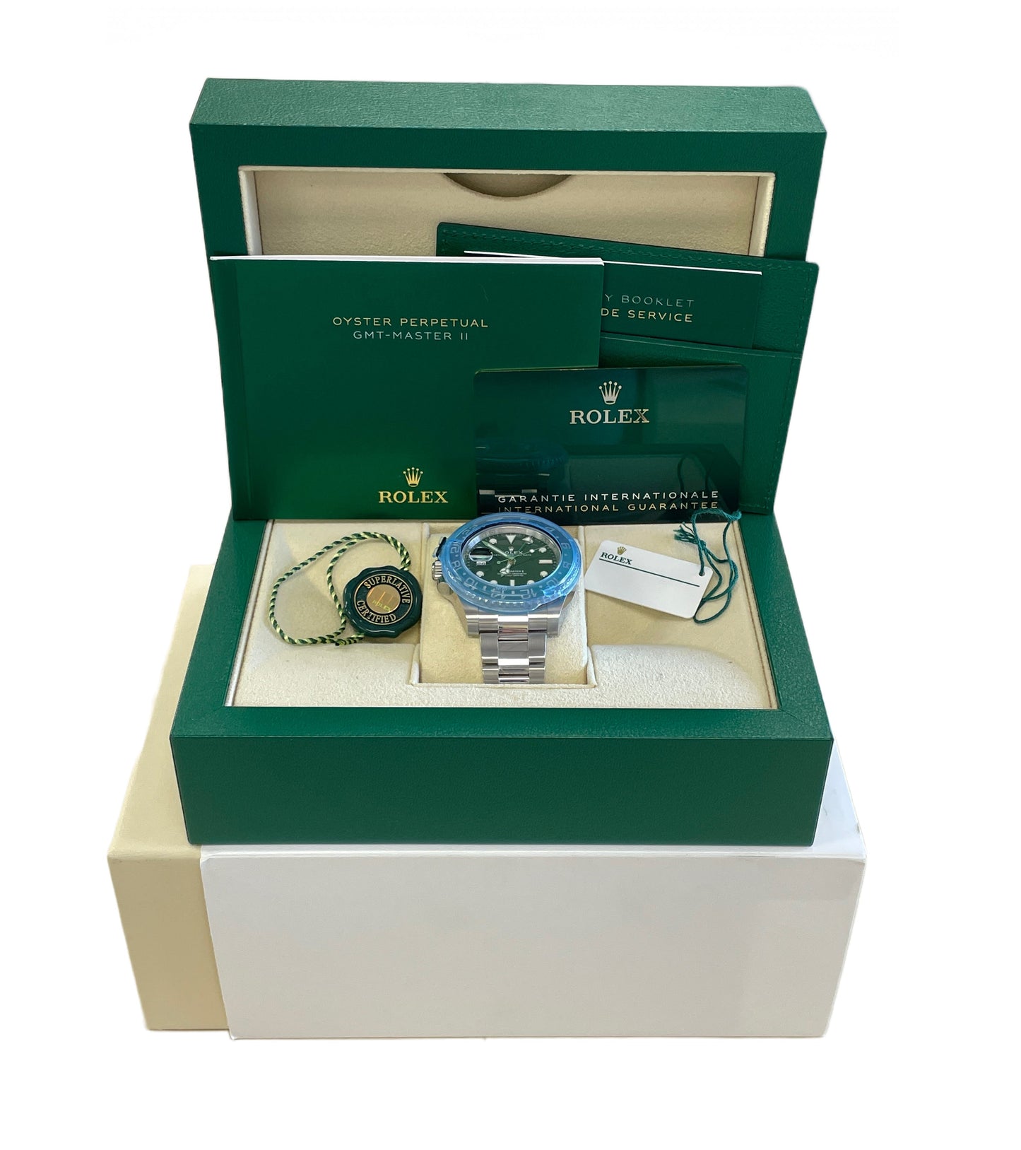 NEW JUNE 2023 Rolex GMT-Master II SPRITE GREEN 126720 VTNR Oyster Date Watch B+P