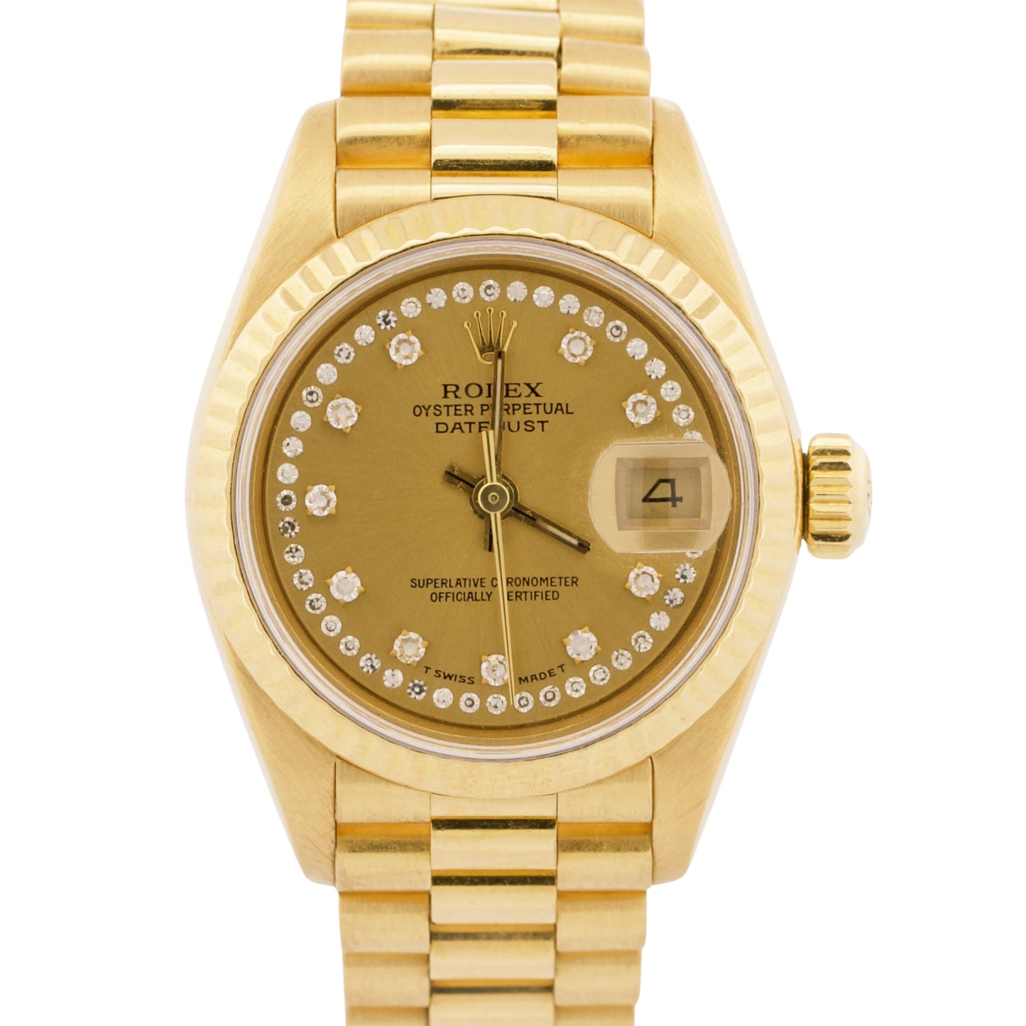 Rolex DateJust President 26mm FACTORY CHAMPAGNE DIAMOND STRING 18K Gold 69178