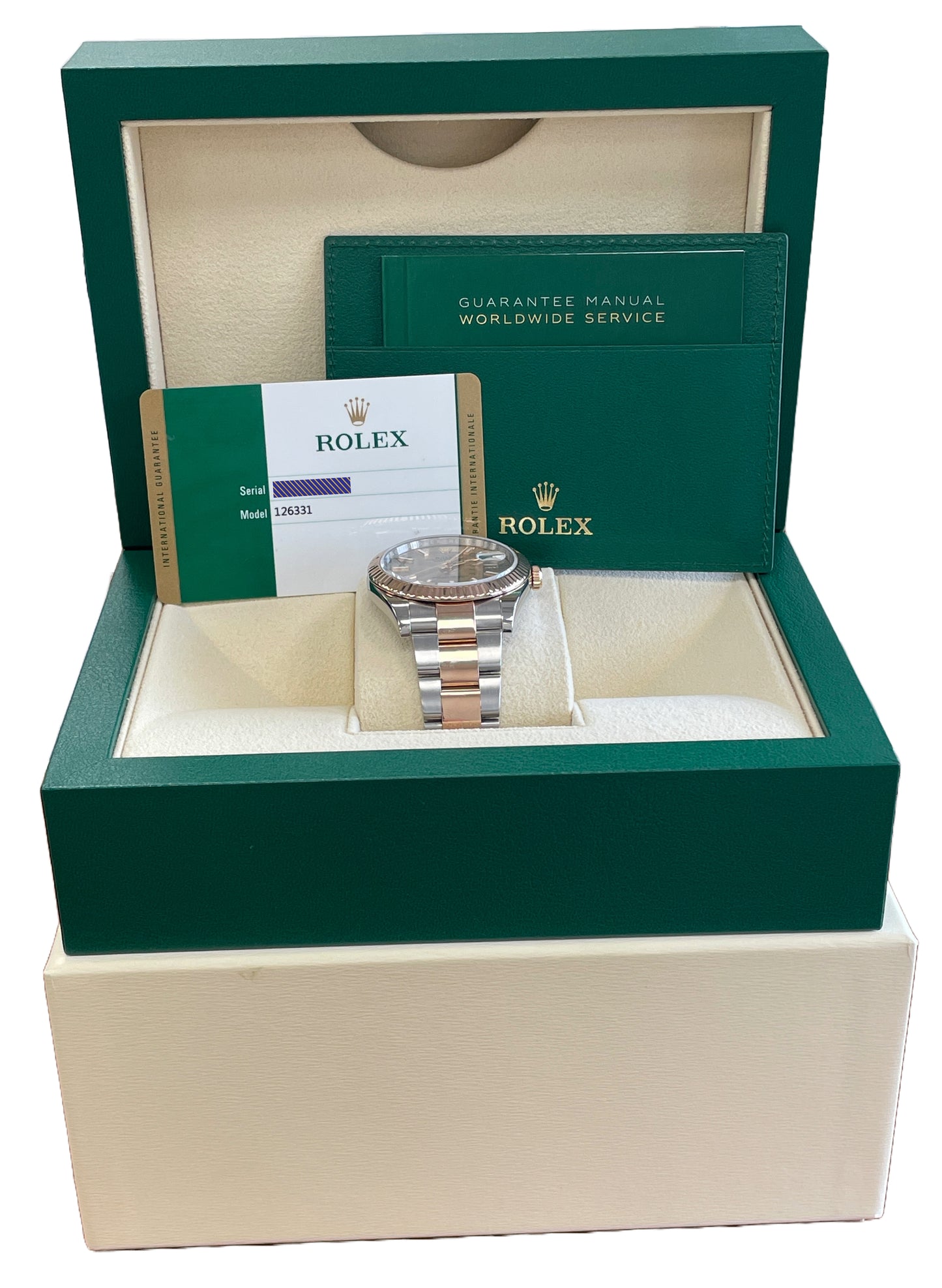 PAPERS Rolex DateJust 41mm SUNDUST Pink 18K Rose Gold Steel Oyster 126331 BOX