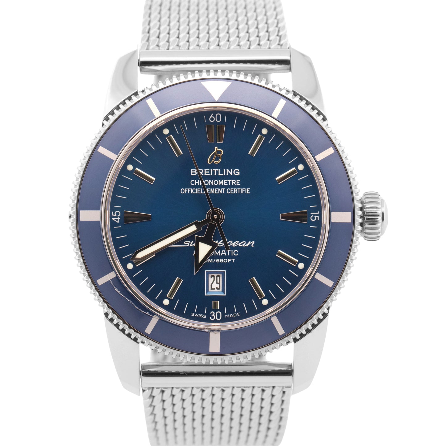 PAPERS Breitling Superocean Heritage BLUE Automatic Steel Date 46mm A17320 BOX
