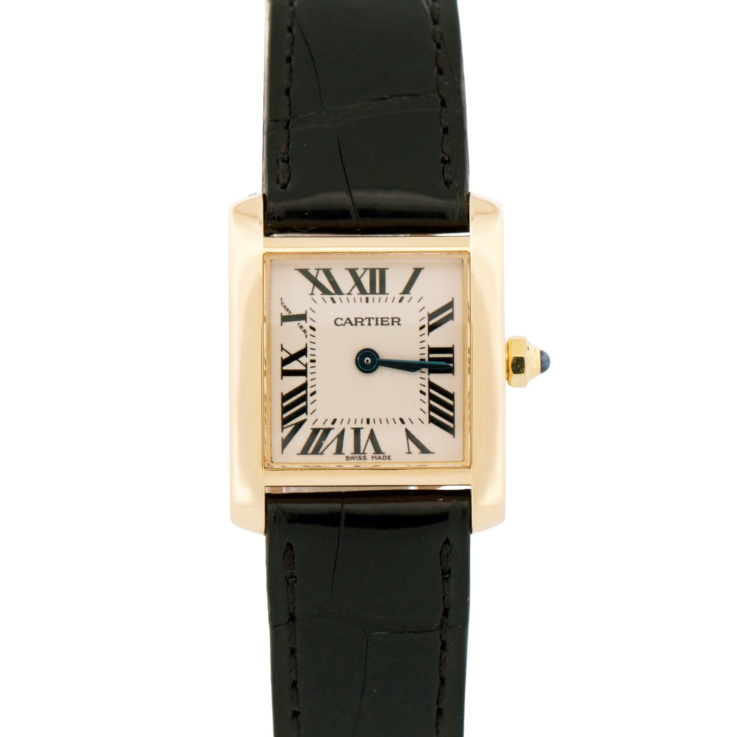 Ladies Cartier Tank Francaise 18k Gold 20mm Ivory Roman Quartz W5000256 2385