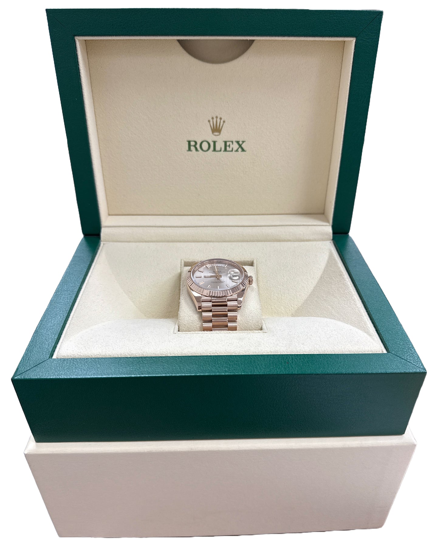 MINT Rolex Day-Date President 40mm SUNDUST TAPESTRY 18K Rose Gold 228235 BOX