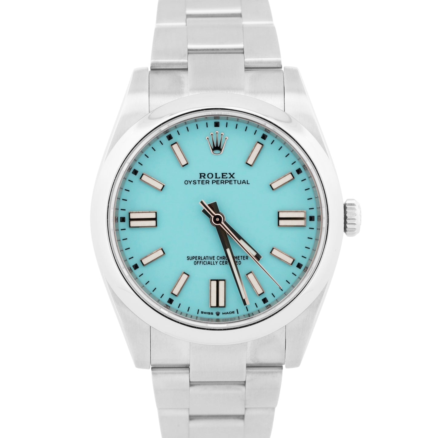 Rolex Oyster Perpetual 41mm TURQUOISE BLUE Stainless Steel Oyster Watch 124300