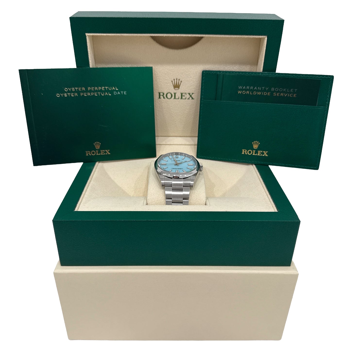 Rolex Oyster Perpetual 41mm TURQUOISE BLUE Stainless Steel Oyster Watch 124300