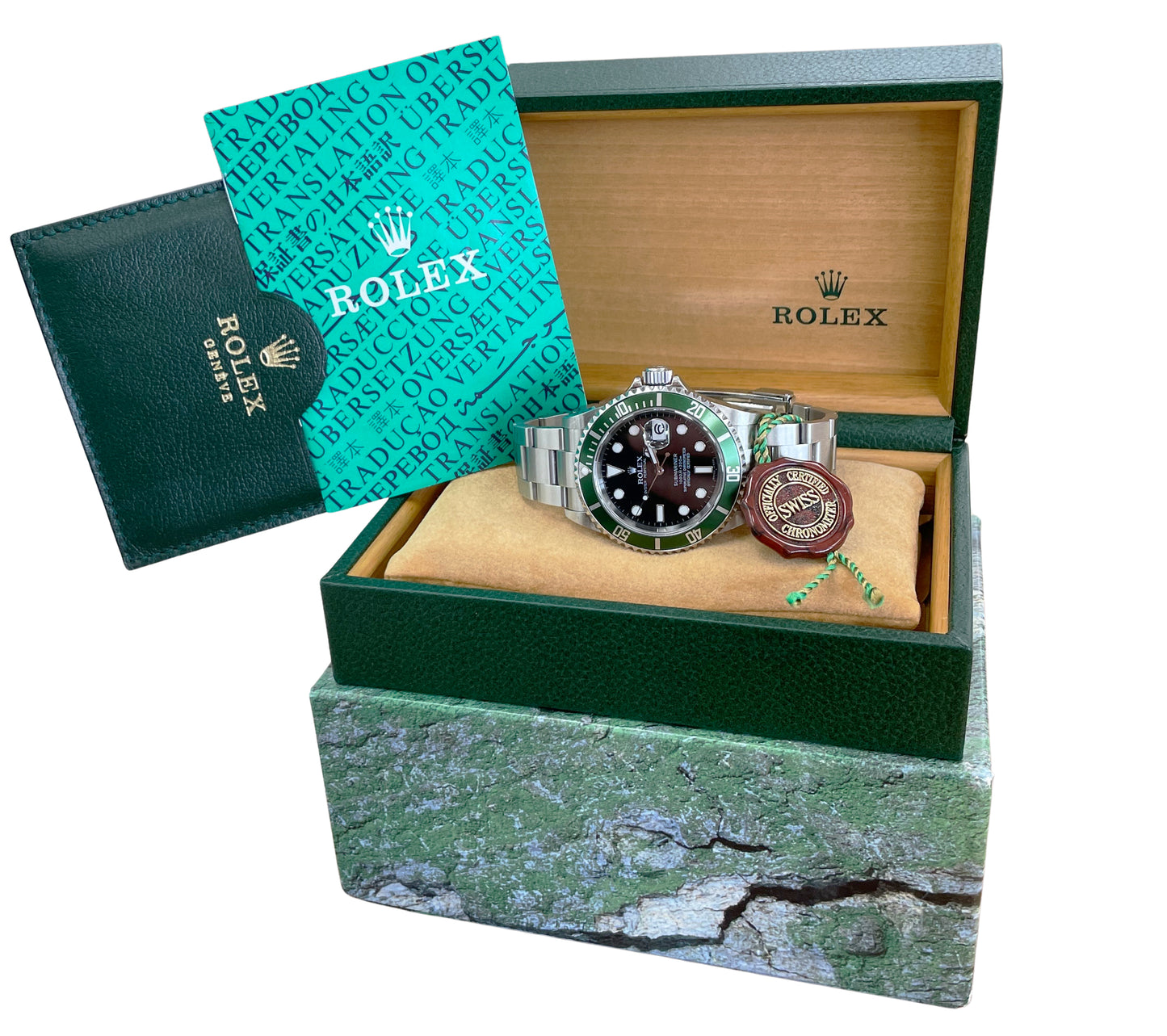 UNPOLISHED Rolex Submariner Date 40mm Kermit Green No-Holes Watch 16610 LV BOX