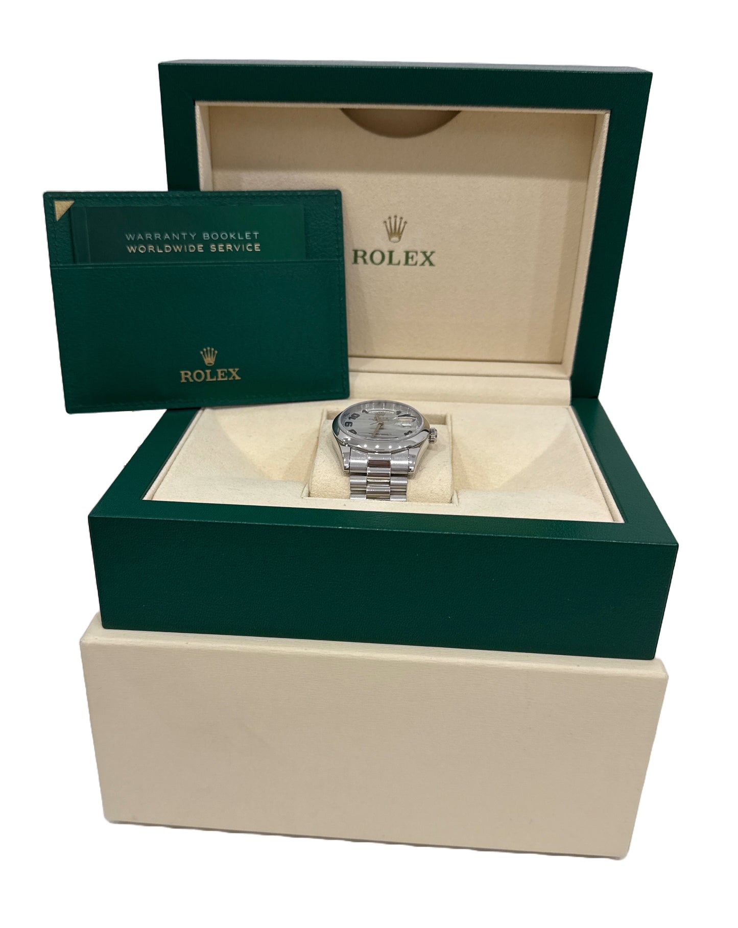 Rolex Day-Date Presidential 36mm GLACIER BLUE WAVE 950 Platinum Watch 118206 BOX