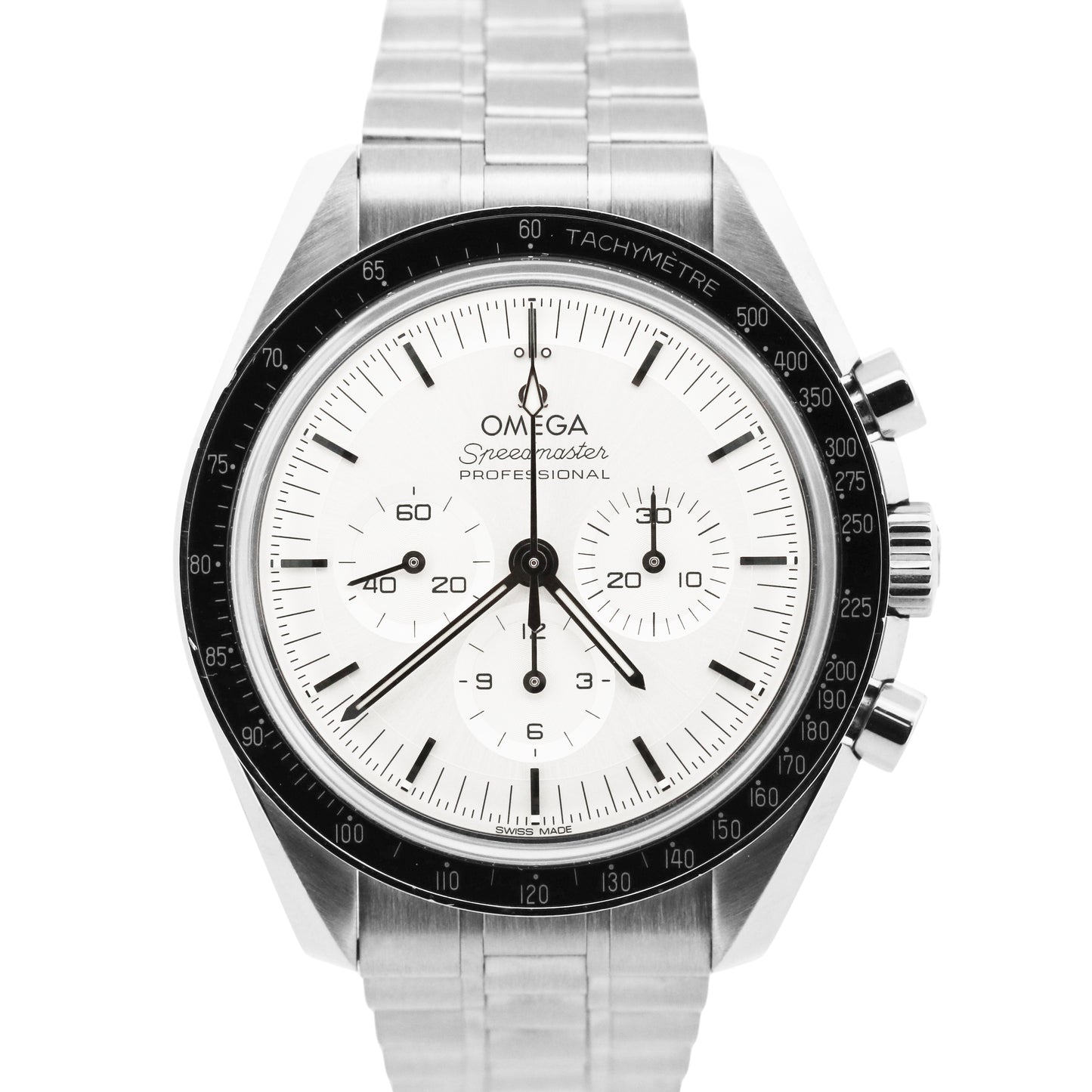 2022 PAPERS Omega Speedmaster Moonwatch 18k SILVER 42mm 310.60.42.50.02.001 BOX