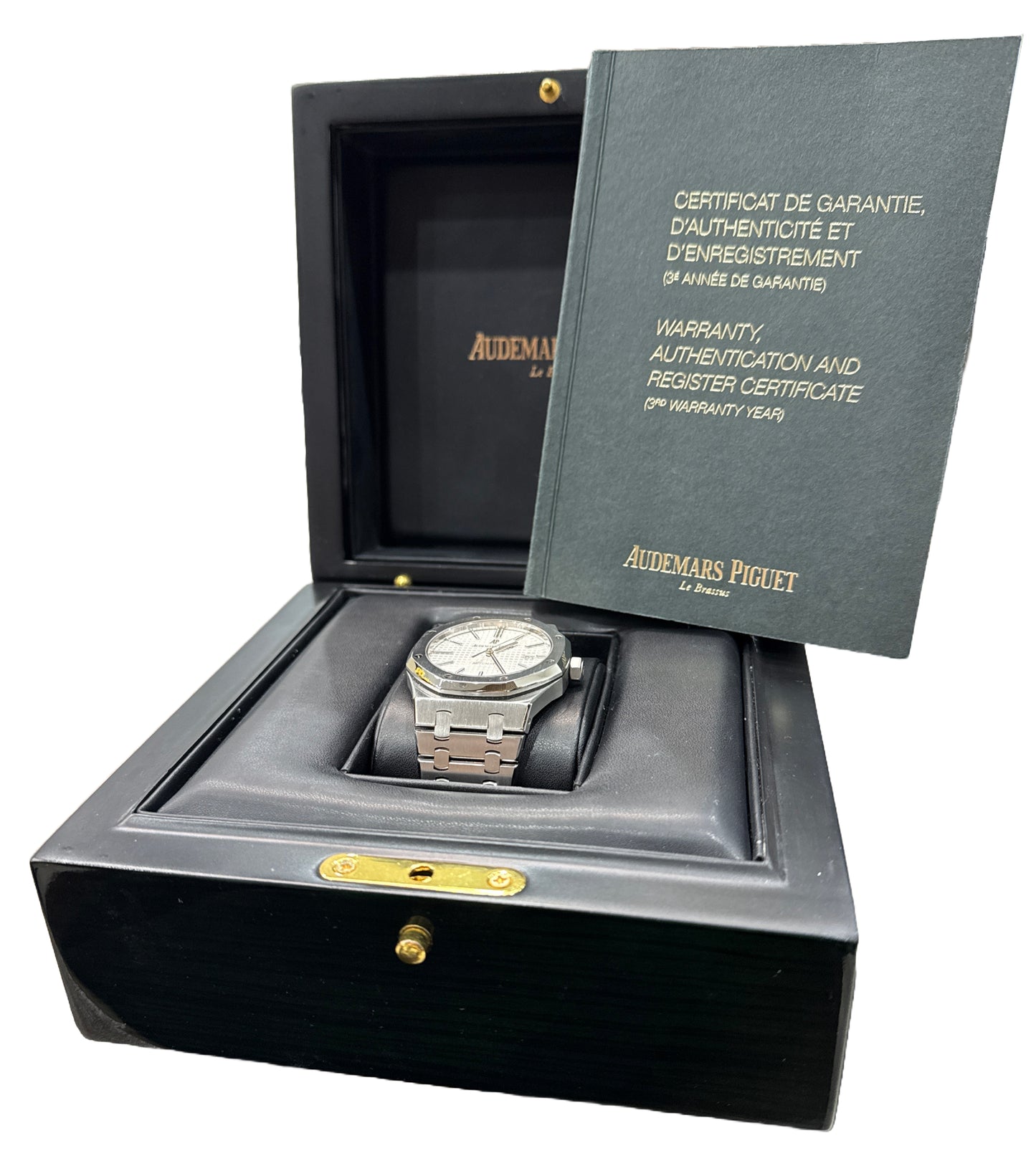 PAPERS Audemars Piguet Royal Oak WHITE Stainless 41mm 15400ST.OO.1220ST.02 BOX