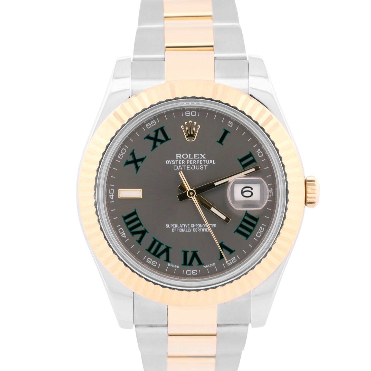 MINT Rolex Datejust II WIMBLEDON Rhodium Steel 18K Yellow Gold 41mm Watch 116333